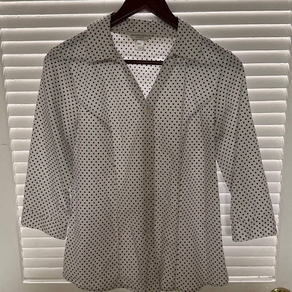 Christopher & Banks Polka Dot Button-Down Shirt